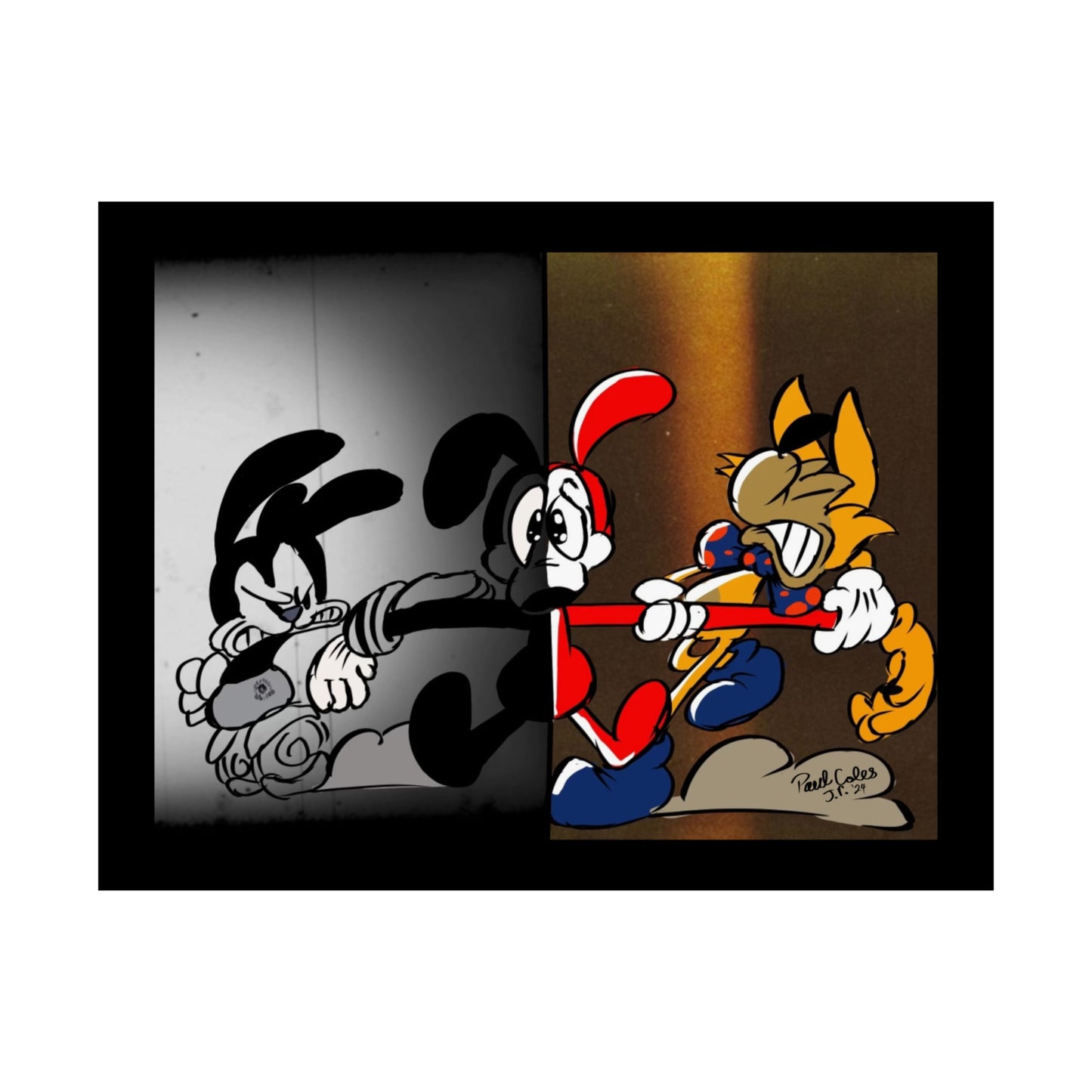 Pick a Side! (Between 2 Worlds) Matte Horizontal Posters