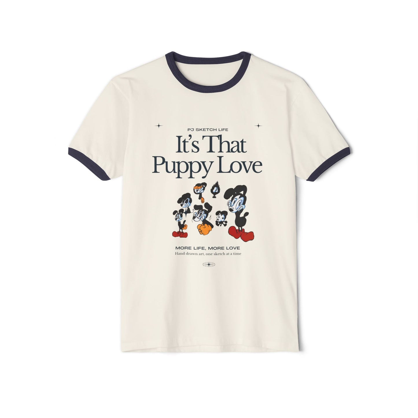 "It's That Puppy Love" Adult Unisex Cotton Ringer T-Shirt