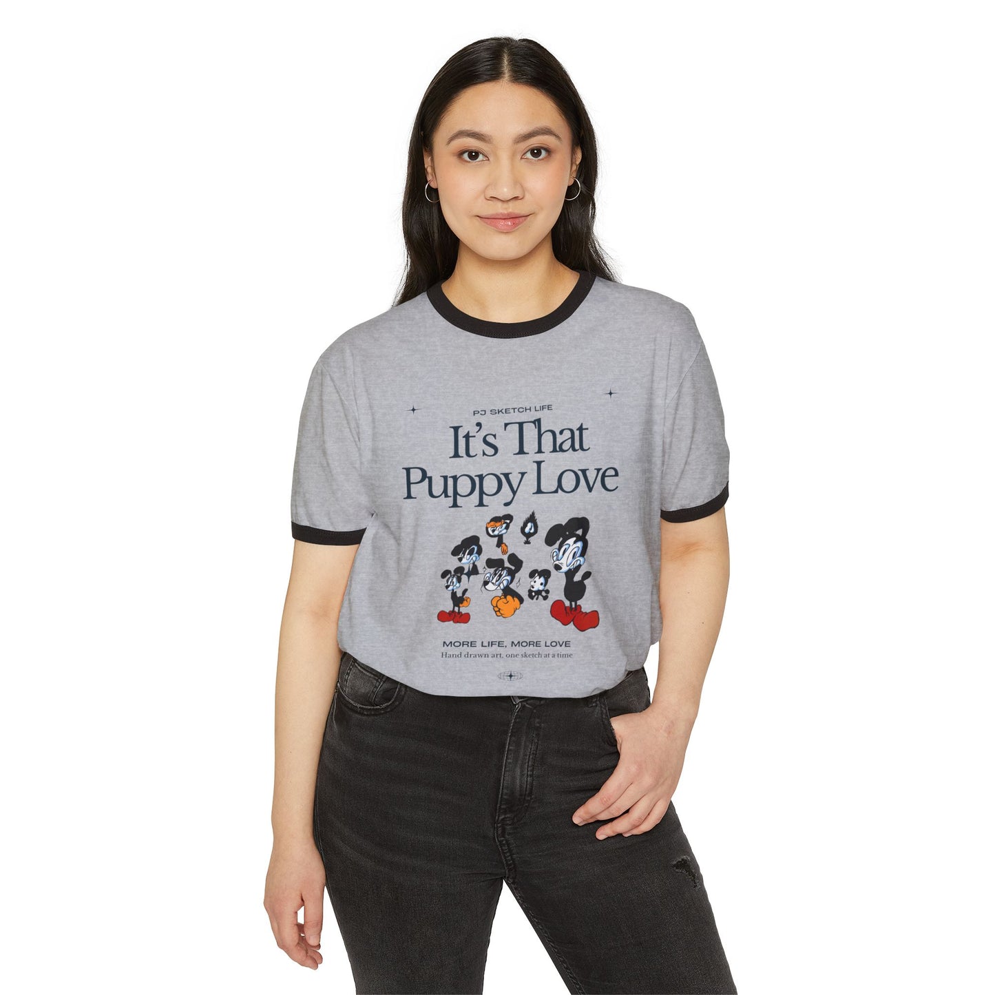 "It's That Puppy Love" Adult Unisex Cotton Ringer T-Shirt