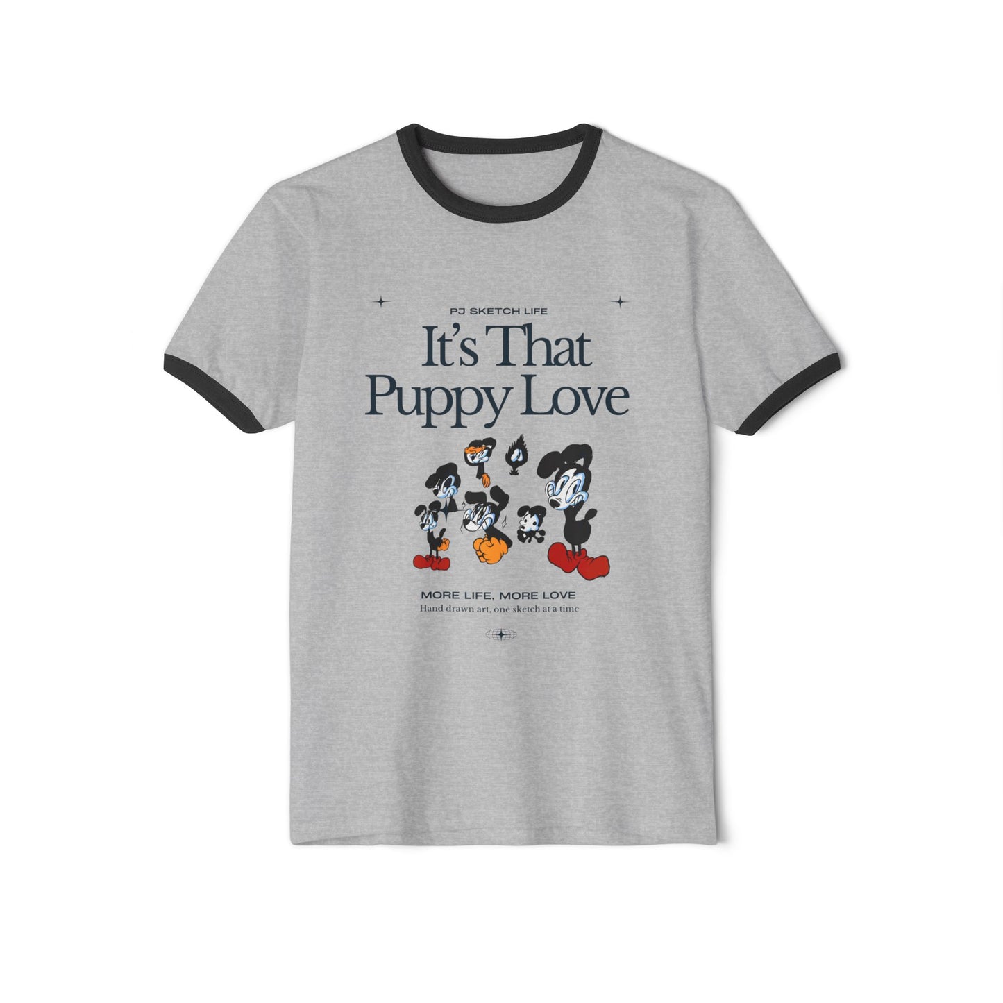 "It's That Puppy Love" Adult Unisex Cotton Ringer T-Shirt