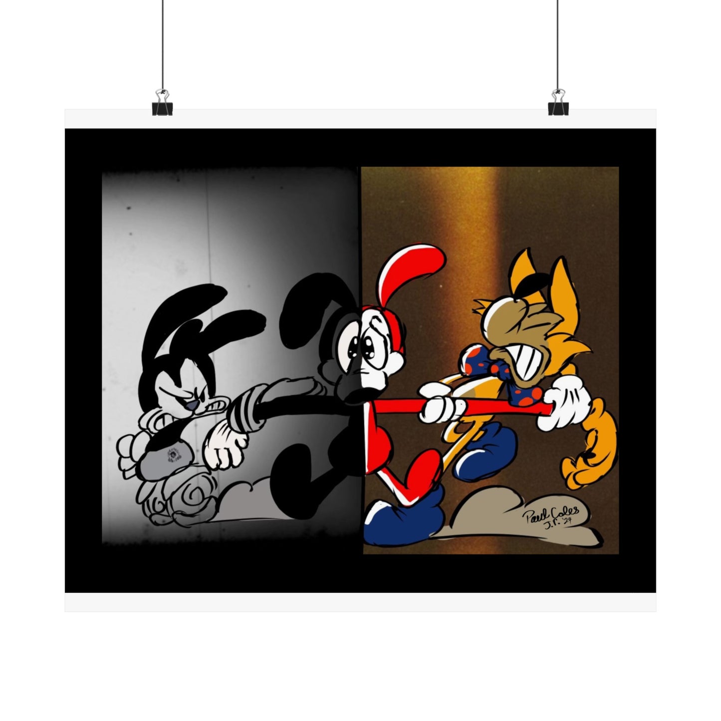 Pick a Side! (Between 2 Worlds) Matte Horizontal Posters