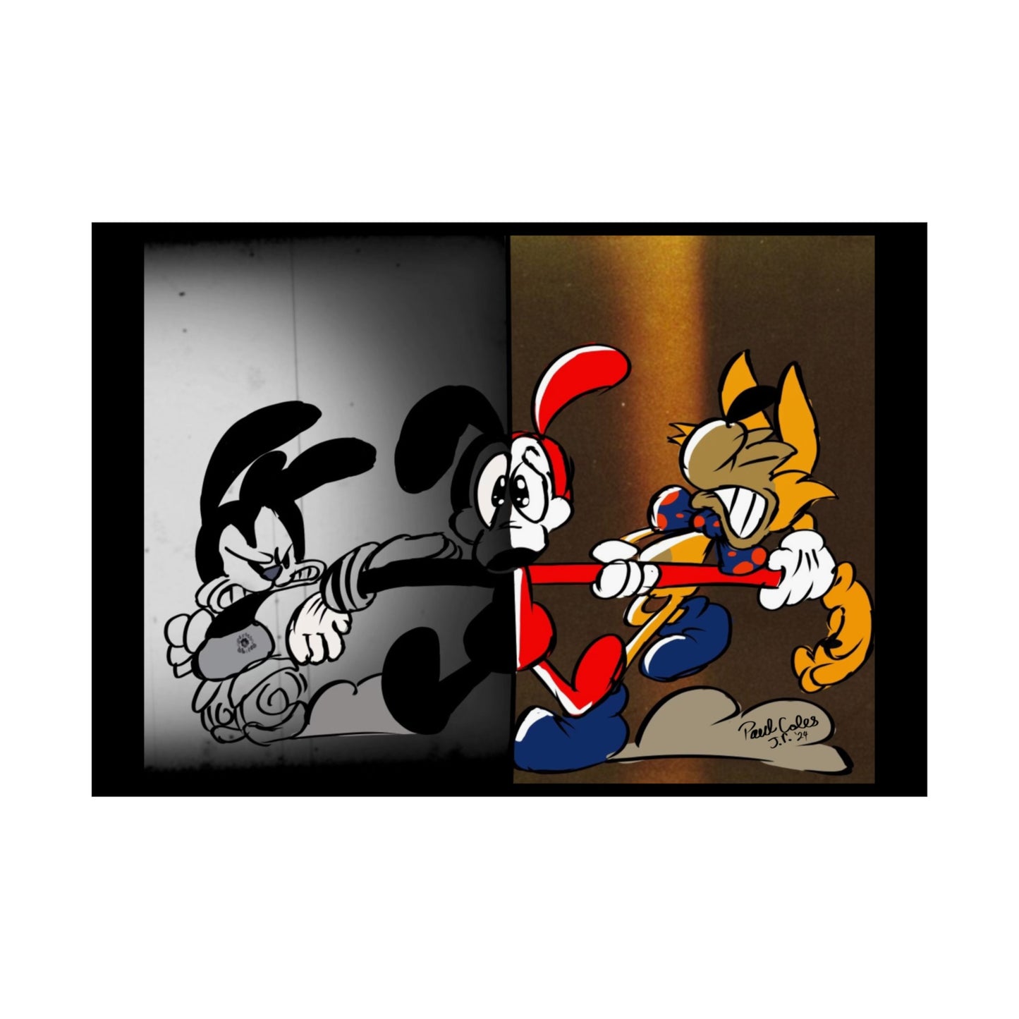 Pick a Side! (Between 2 Worlds) Matte Horizontal Posters
