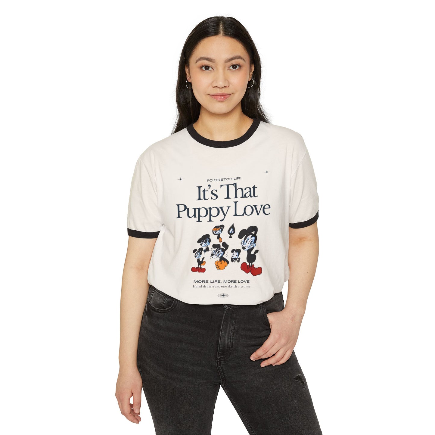"It's That Puppy Love" Adult Unisex Cotton Ringer T-Shirt