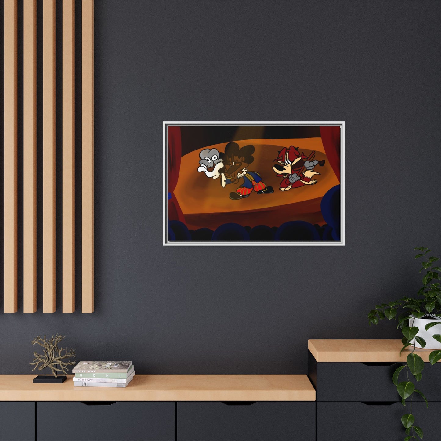 Spoken Art Matte Canvas Framed — Vintage Cartoon Stage Art Print