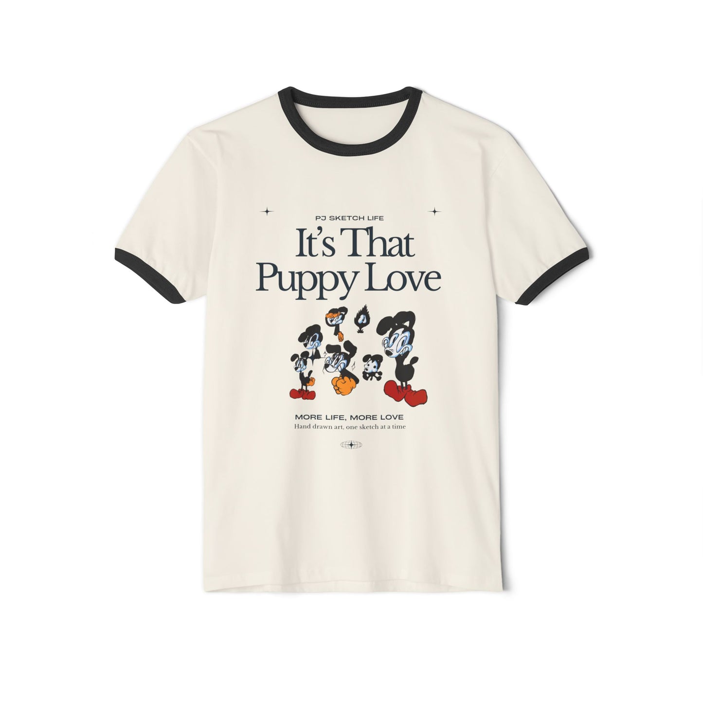 "It's That Puppy Love" Adult Unisex Cotton Ringer T-Shirt