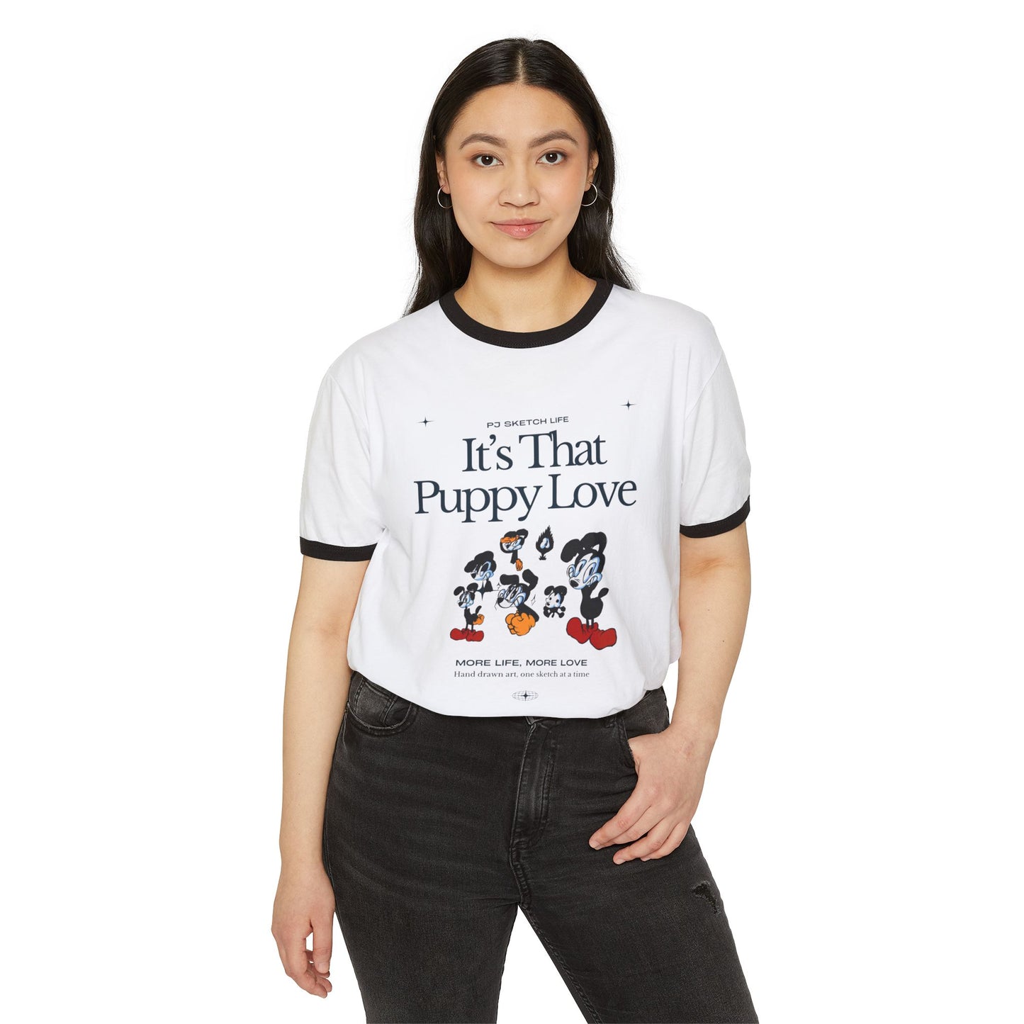 "It's That Puppy Love" Adult Unisex Cotton Ringer T-Shirt
