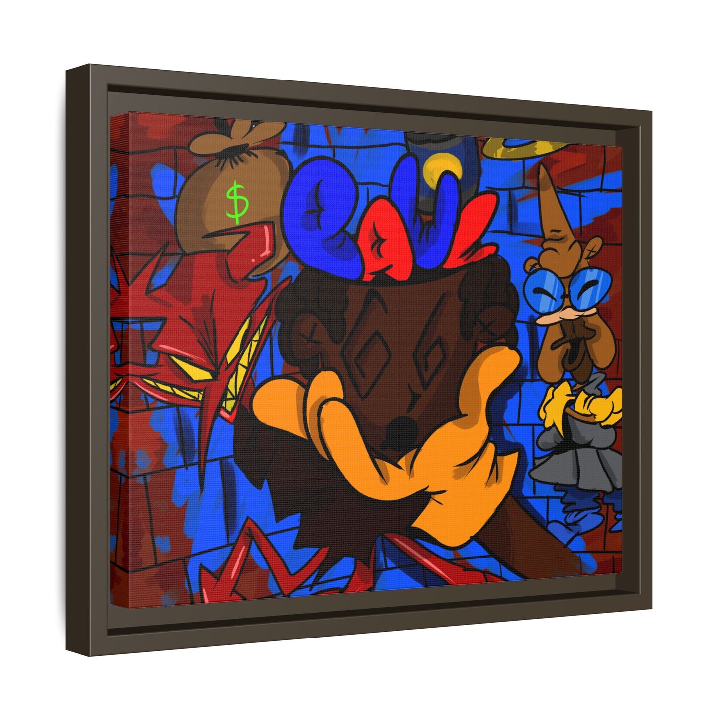 Head Space Hustle Framed Matte Canvas Print — Colorful Urban Graffiti Art