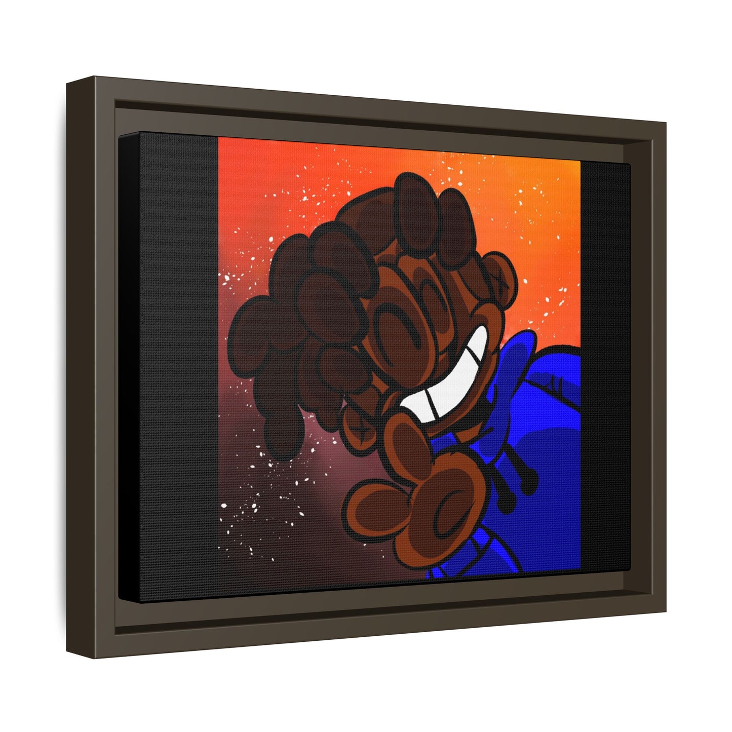 Peace of Me Framed Matte Canvas Art — Cartoon Smile Character on Orange-Red Background