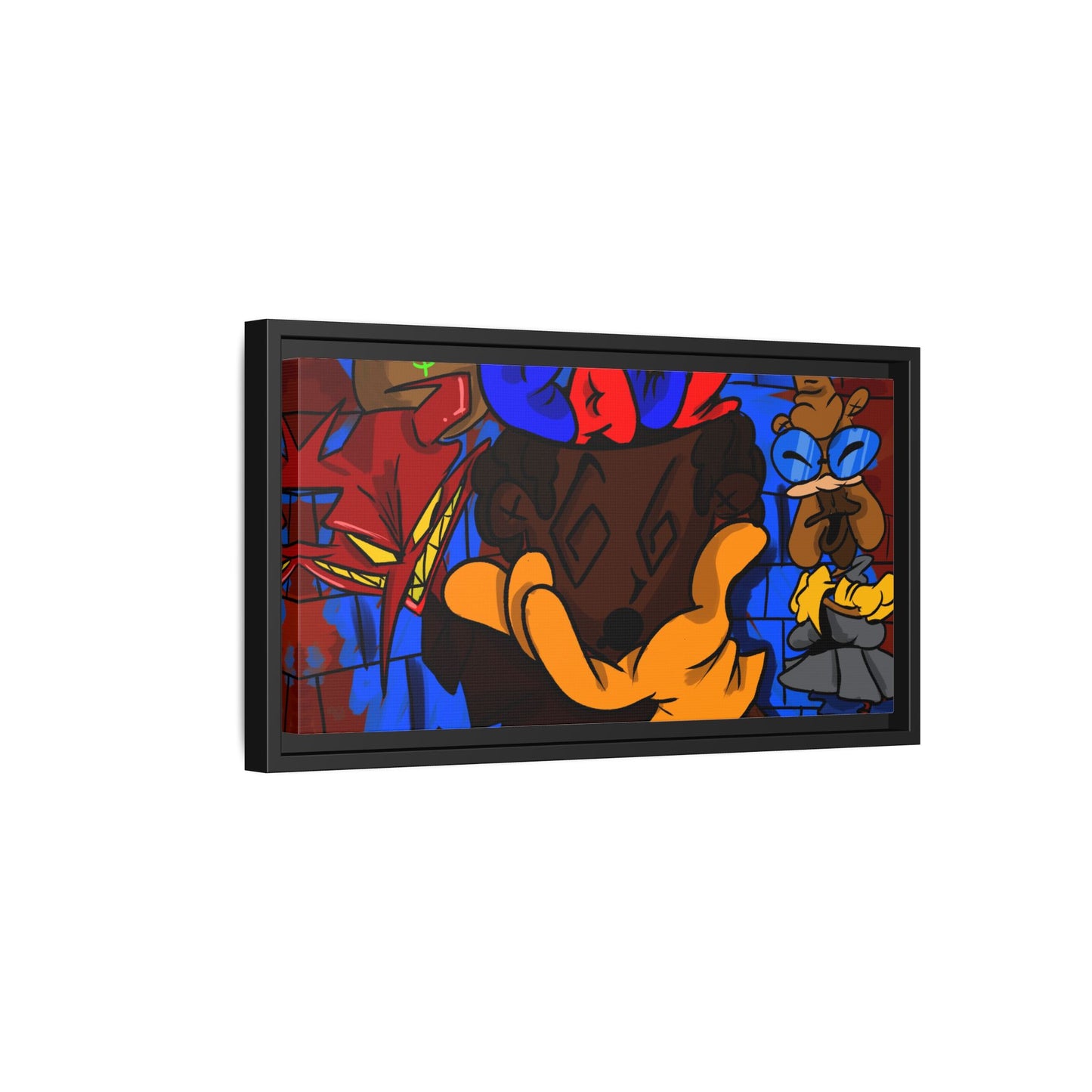 Head Space Hustle Framed Matte Canvas Print — Colorful Urban Graffiti Art