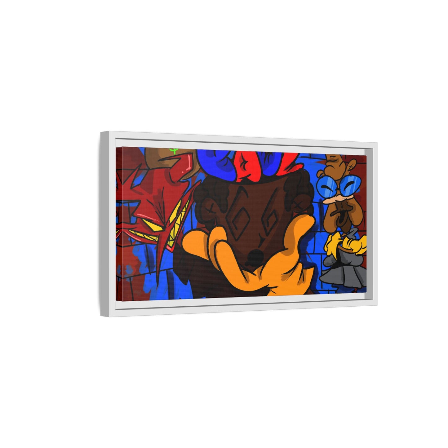 Head Space Hustle Framed Matte Canvas Print — Colorful Urban Graffiti Art