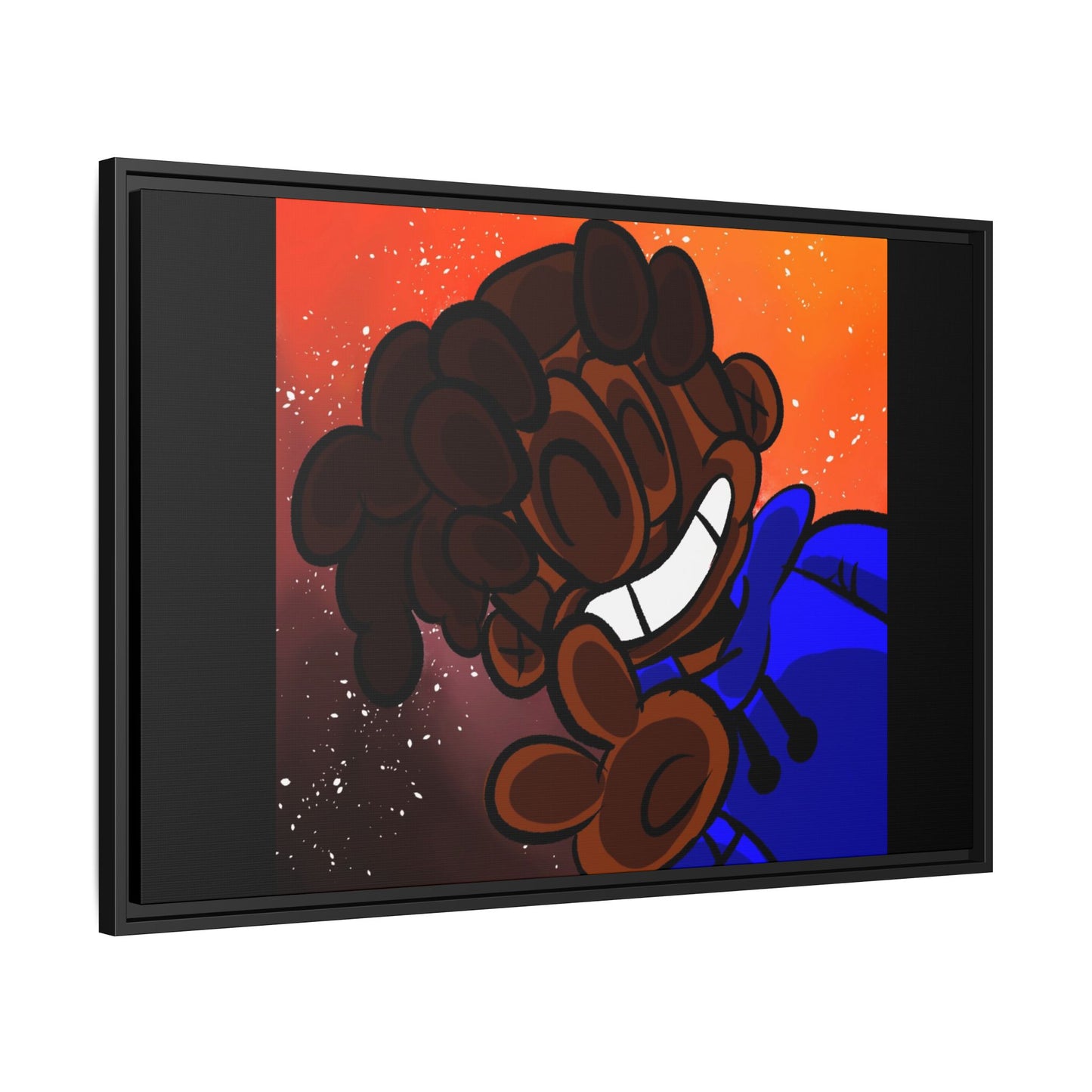 Peace of Me Framed Matte Canvas Art — Cartoon Smile Character on Orange-Red Background