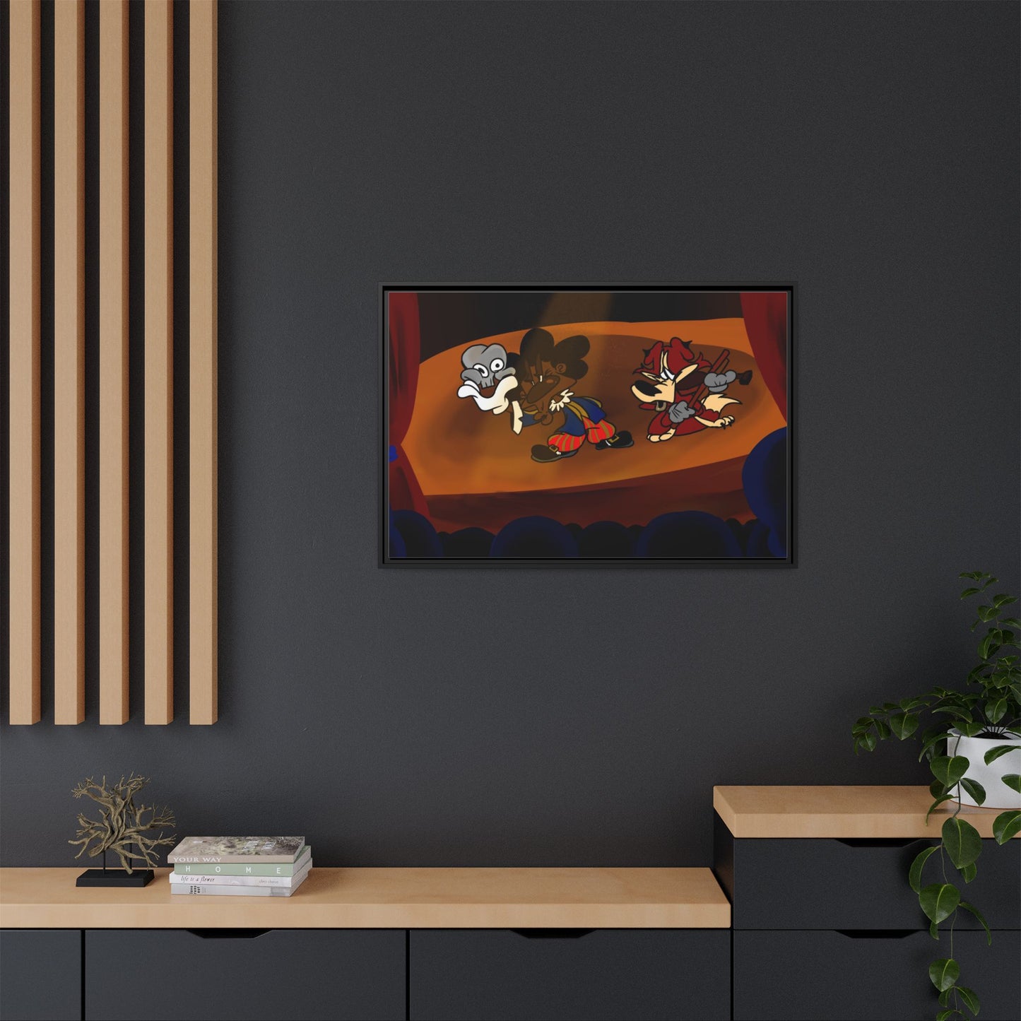 Spoken Art Matte Canvas Framed — Vintage Cartoon Stage Art Print