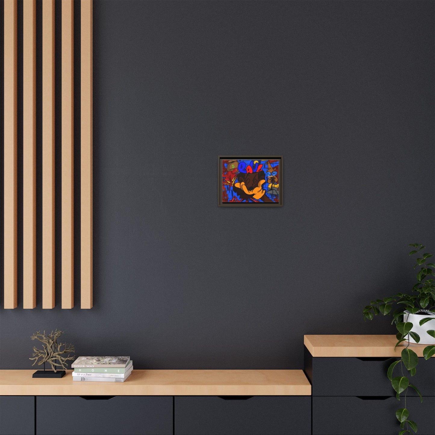 Head Space Hustle Framed Matte Canvas Print — Colorful Urban Graffiti Art