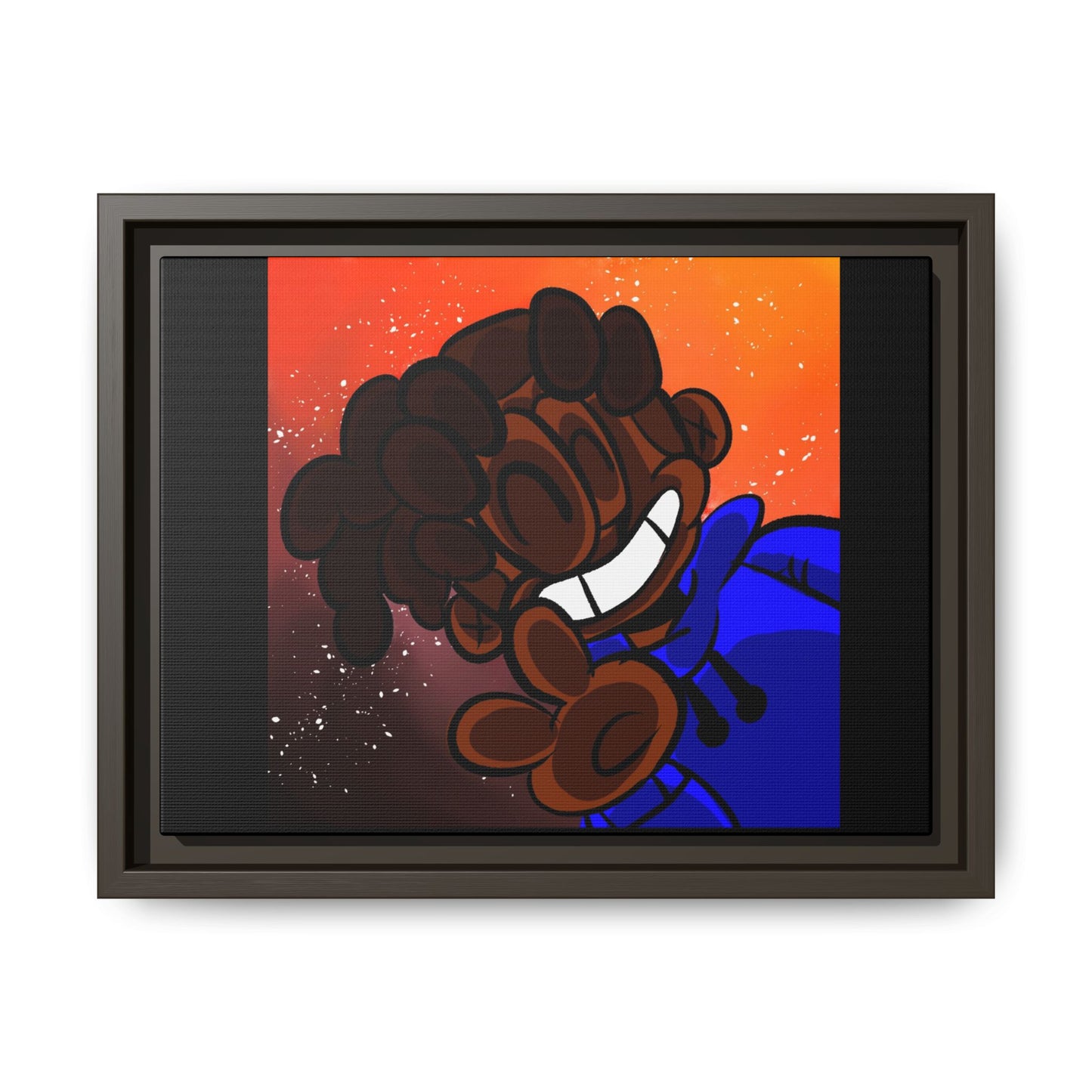 Peace of Me Framed Matte Canvas Art — Cartoon Smile Character on Orange-Red Background
