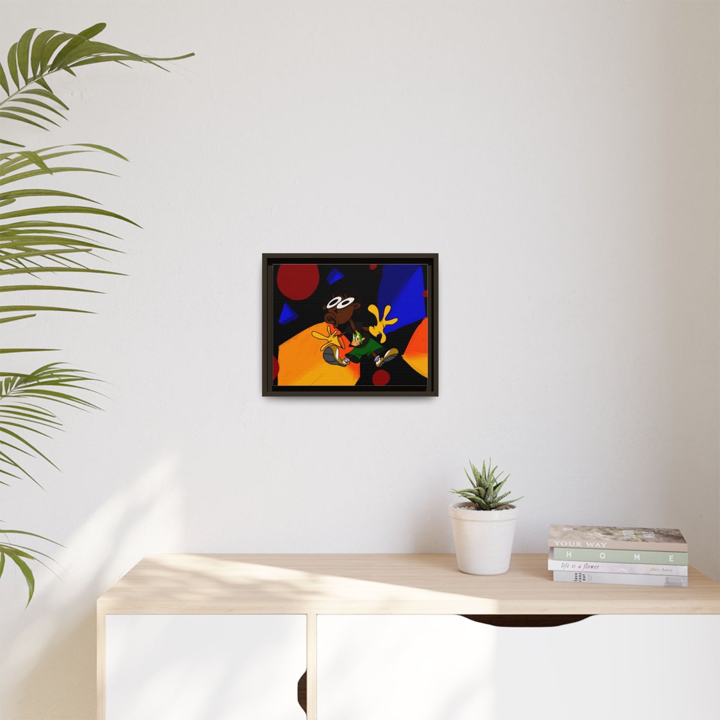 Gravity Colorful Cartoon Art Print — Framed Matte Canvas