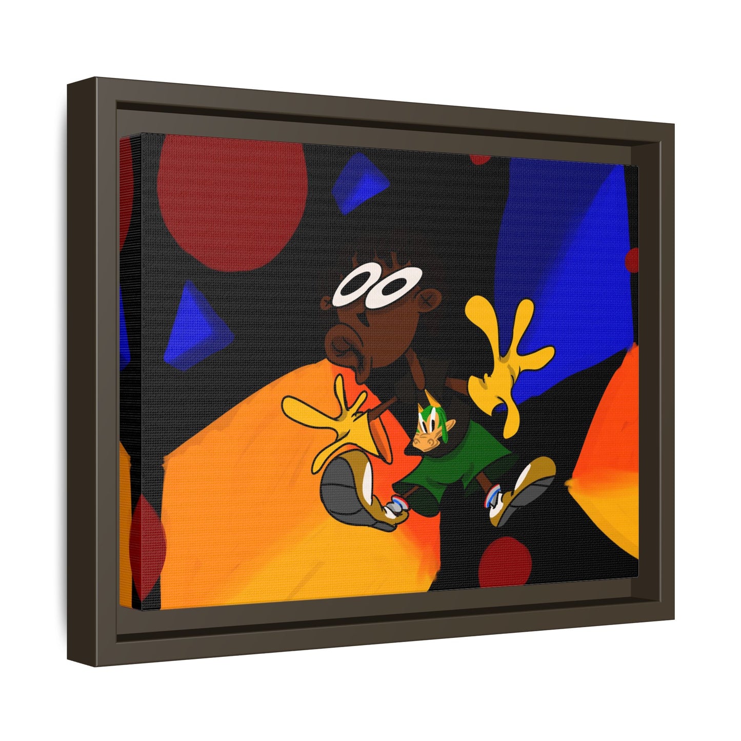 Gravity Colorful Cartoon Art Print — Framed Matte Canvas