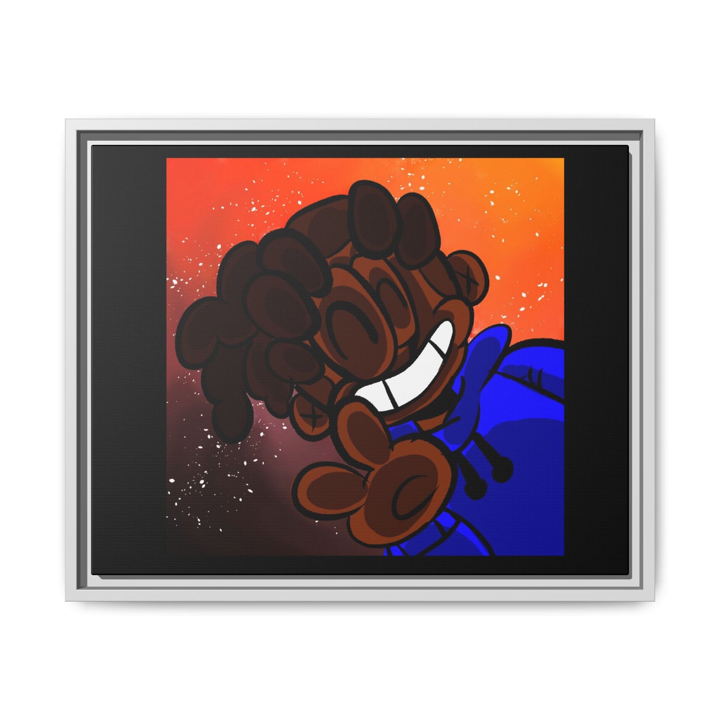 Peace of Me Framed Matte Canvas Art — Cartoon Smile Character on Orange-Red Background