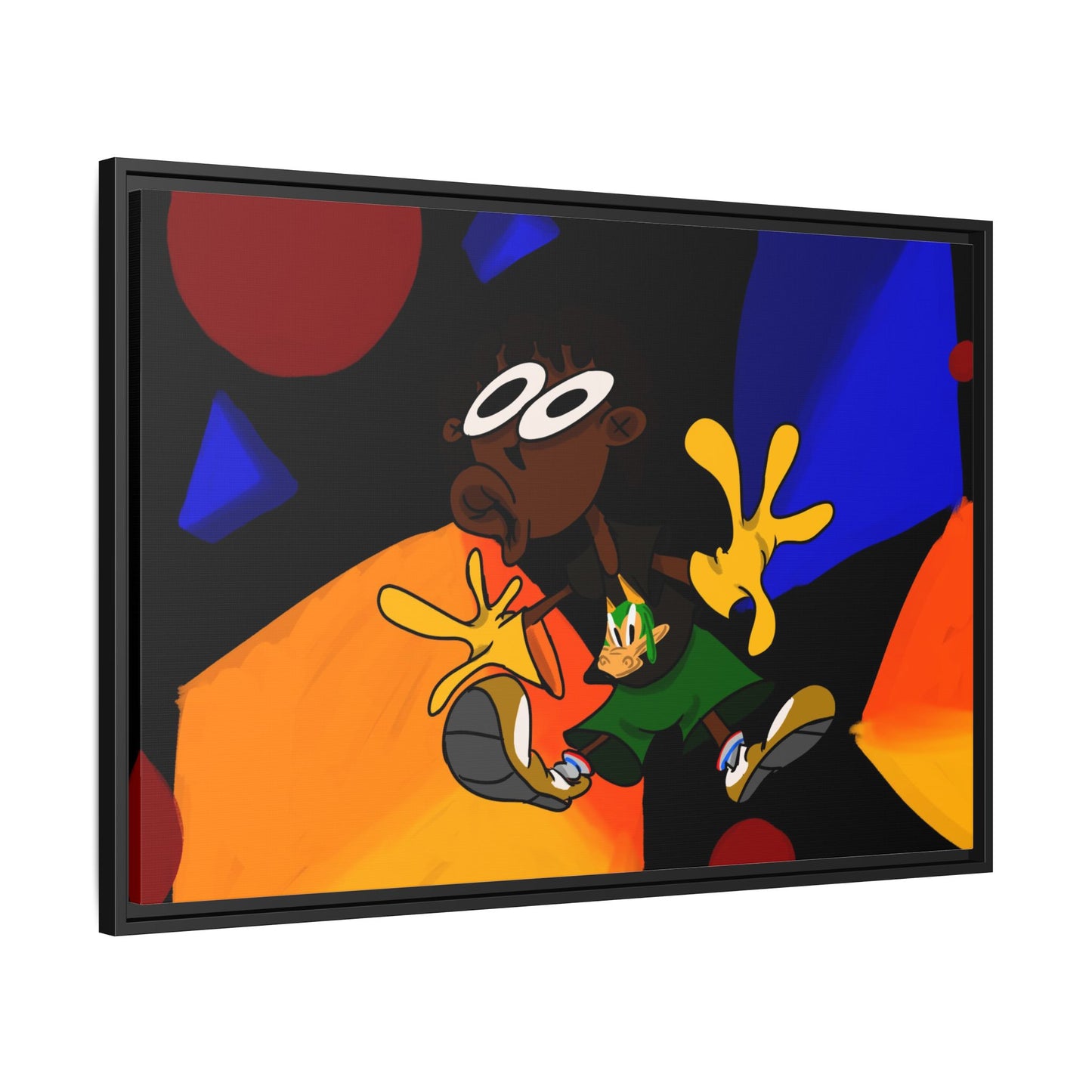Gravity Colorful Cartoon Art Print — Framed Matte Canvas