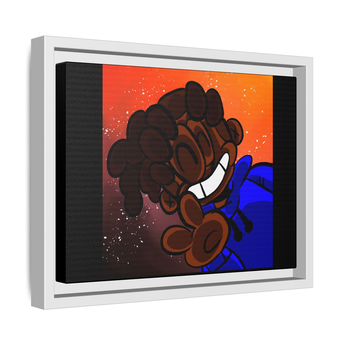 Peace of Me Framed Matte Canvas Art — Cartoon Smile Character on Orange-Red Background
