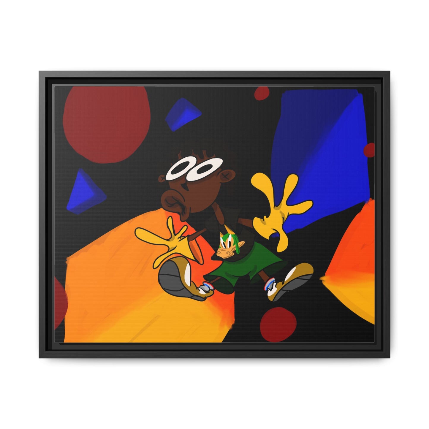 Gravity Colorful Cartoon Art Print — Framed Matte Canvas