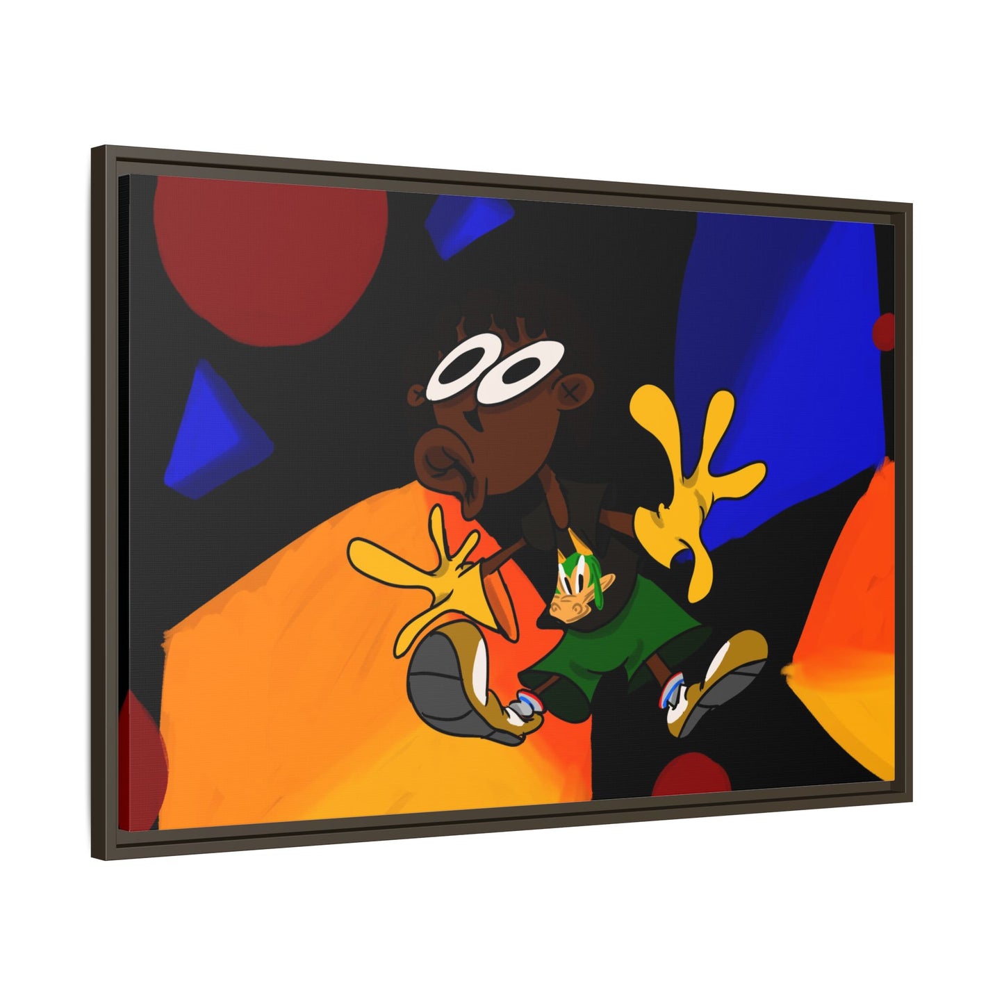 Gravity Colorful Cartoon Art Print — Framed Matte Canvas