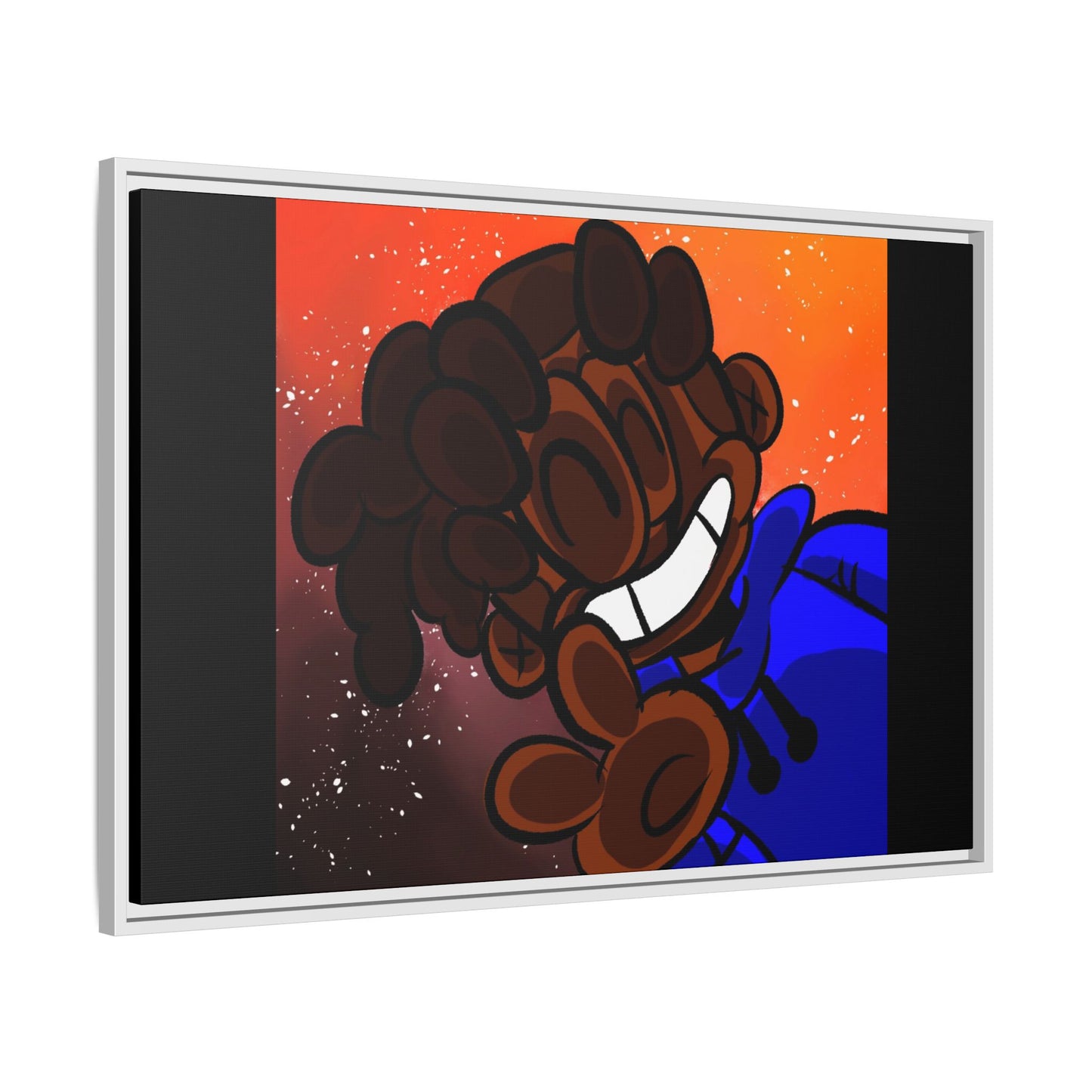 Peace of Me Framed Matte Canvas Art — Cartoon Smile Character on Orange-Red Background