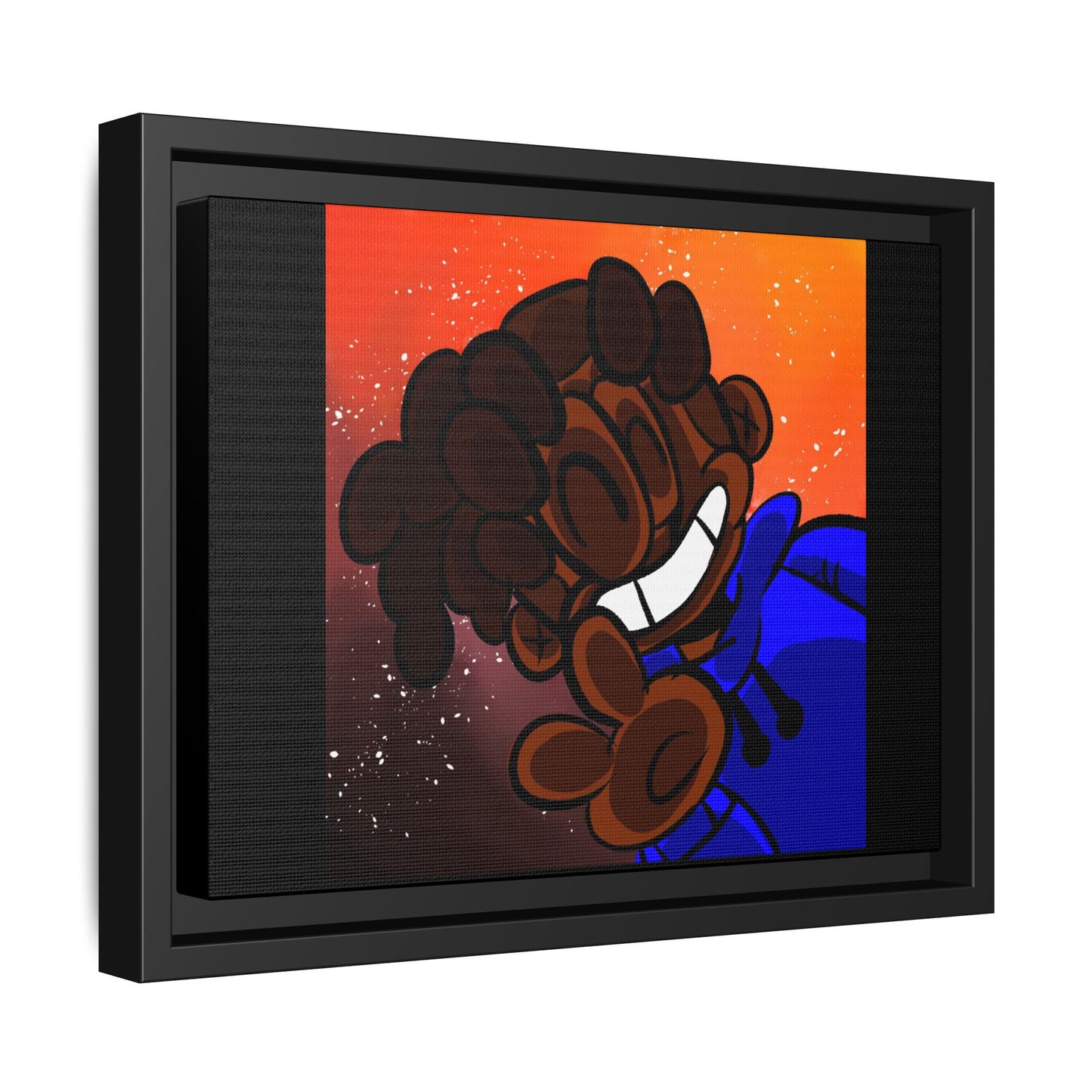 Peace of Me Framed Matte Canvas Art — Cartoon Smile Character on Orange-Red Background