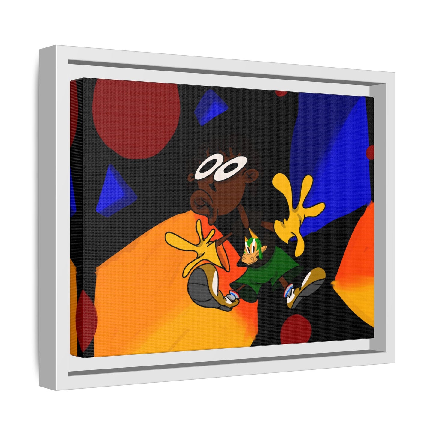 Gravity Colorful Cartoon Art Print — Framed Matte Canvas