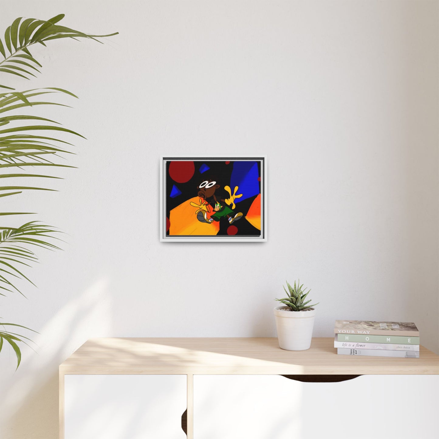 Gravity Colorful Cartoon Art Print — Framed Matte Canvas