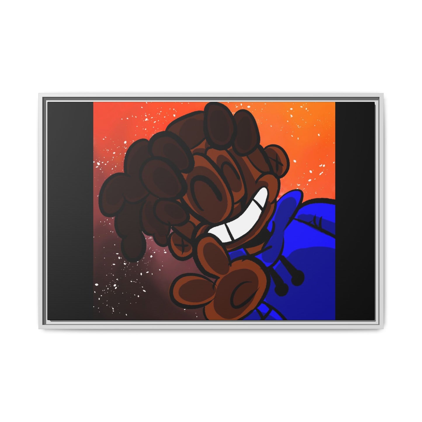 Peace of Me Framed Matte Canvas Art — Cartoon Smile Character on Orange-Red Background