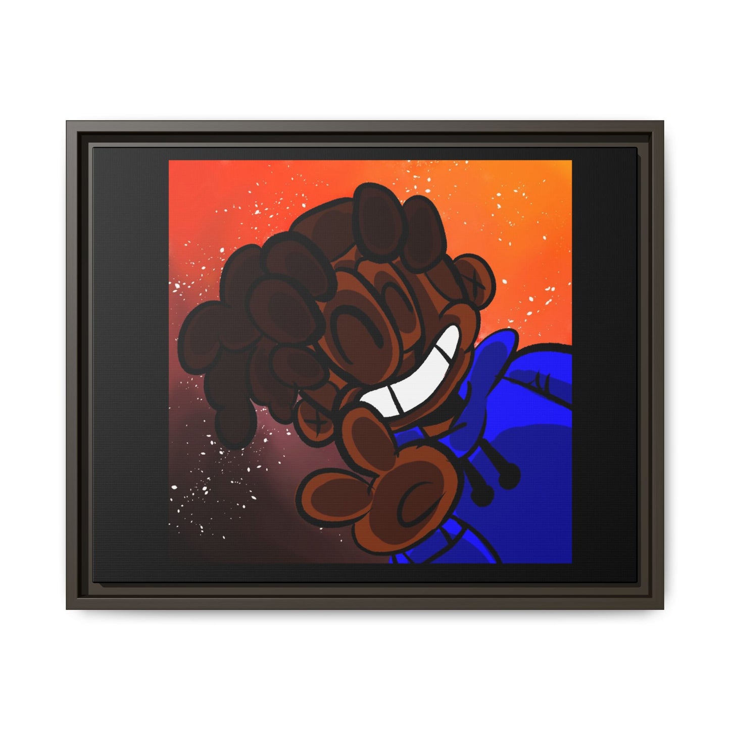 Peace of Me Framed Matte Canvas Art — Cartoon Smile Character on Orange-Red Background