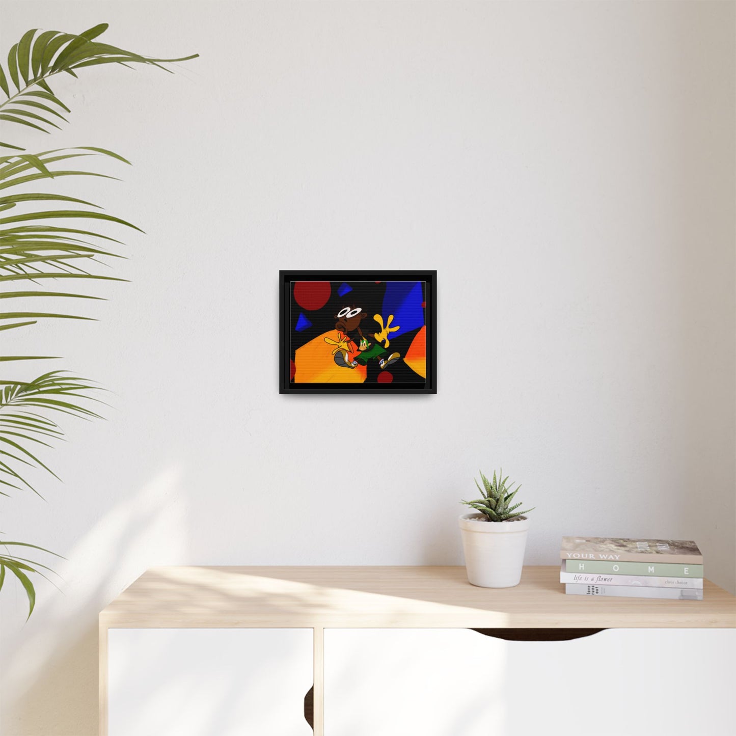Gravity Colorful Cartoon Art Print — Framed Matte Canvas
