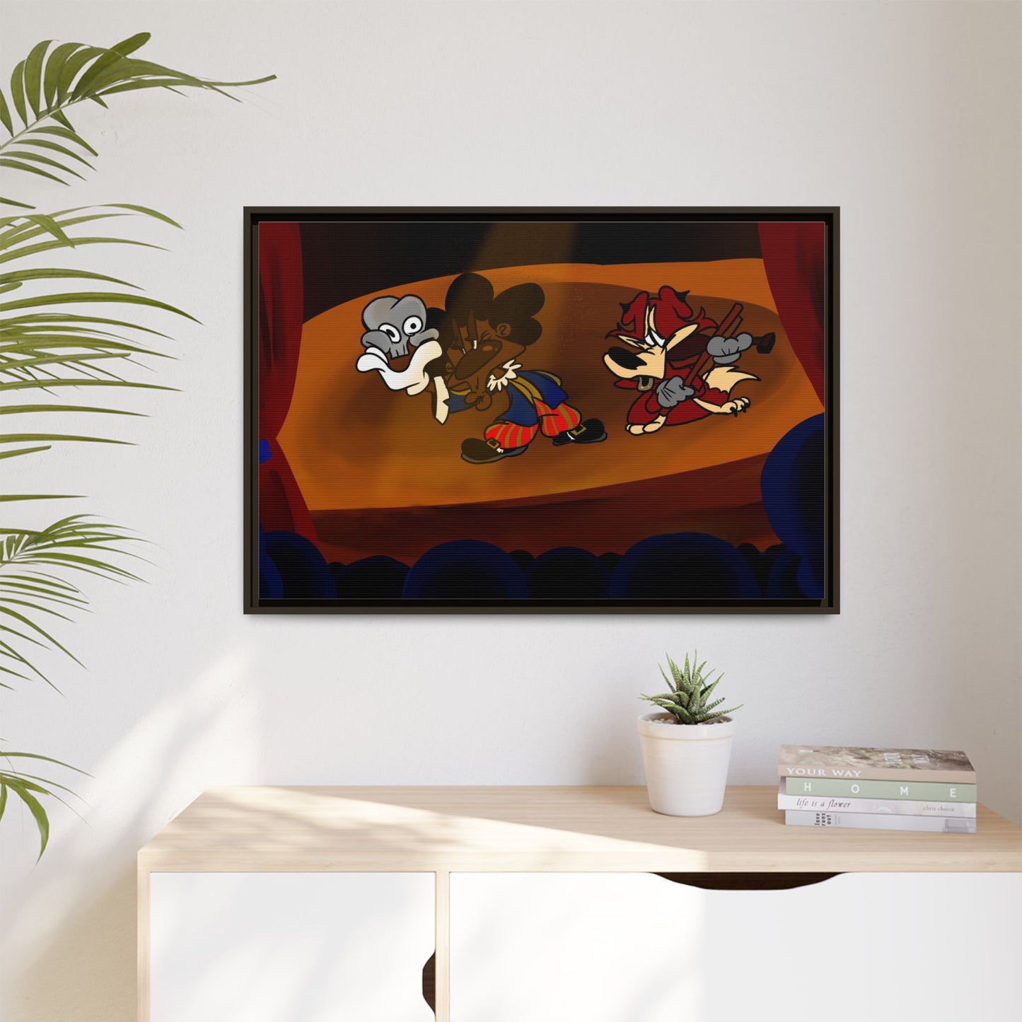 Spoken Art Matte Canvas Framed — Vintage Cartoon Stage Art Print