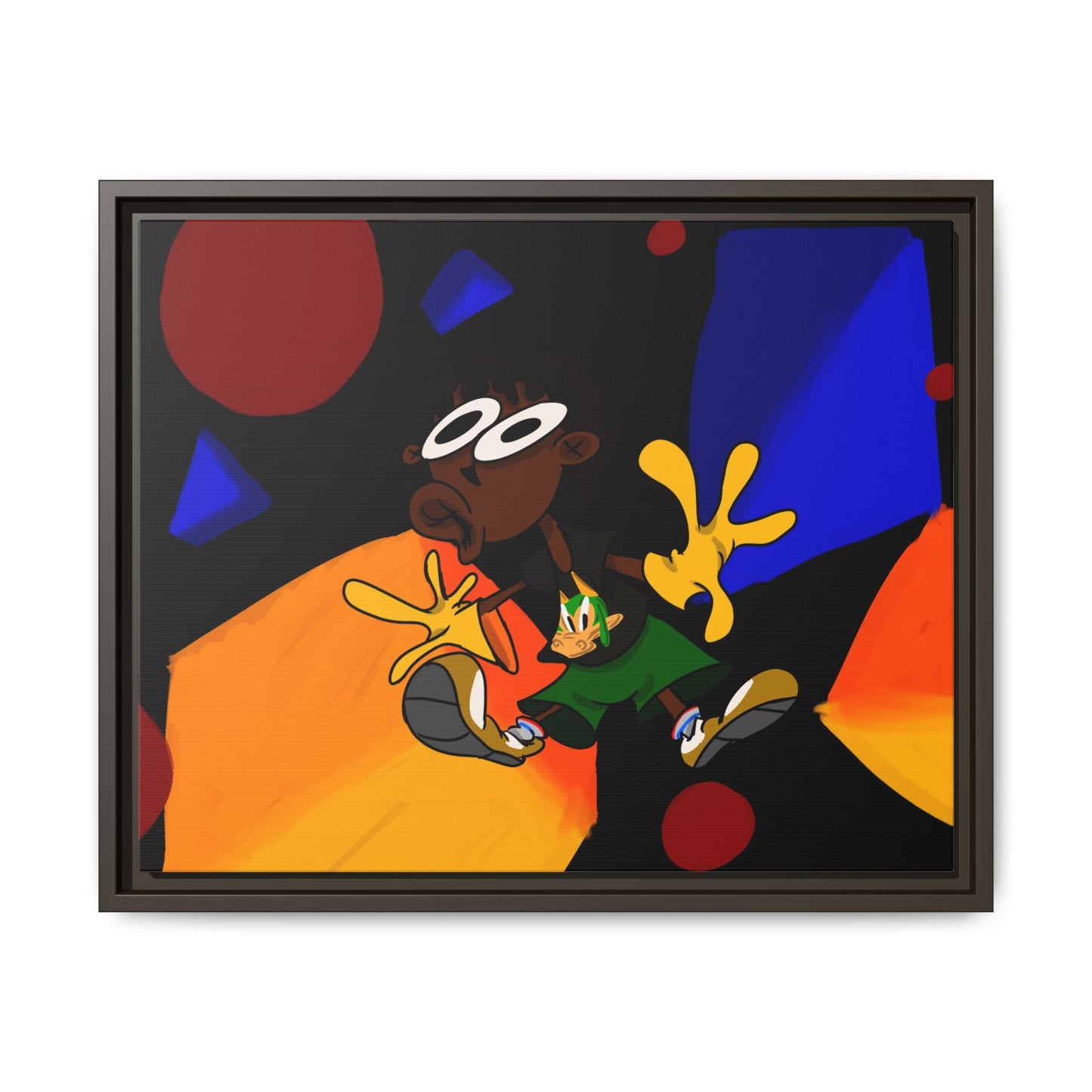 Gravity Colorful Cartoon Art Print — Framed Matte Canvas