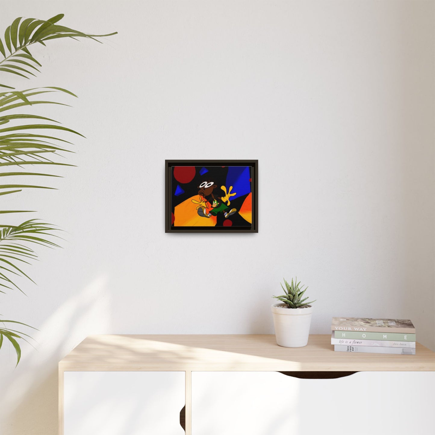 Gravity Colorful Cartoon Art Print — Framed Matte Canvas