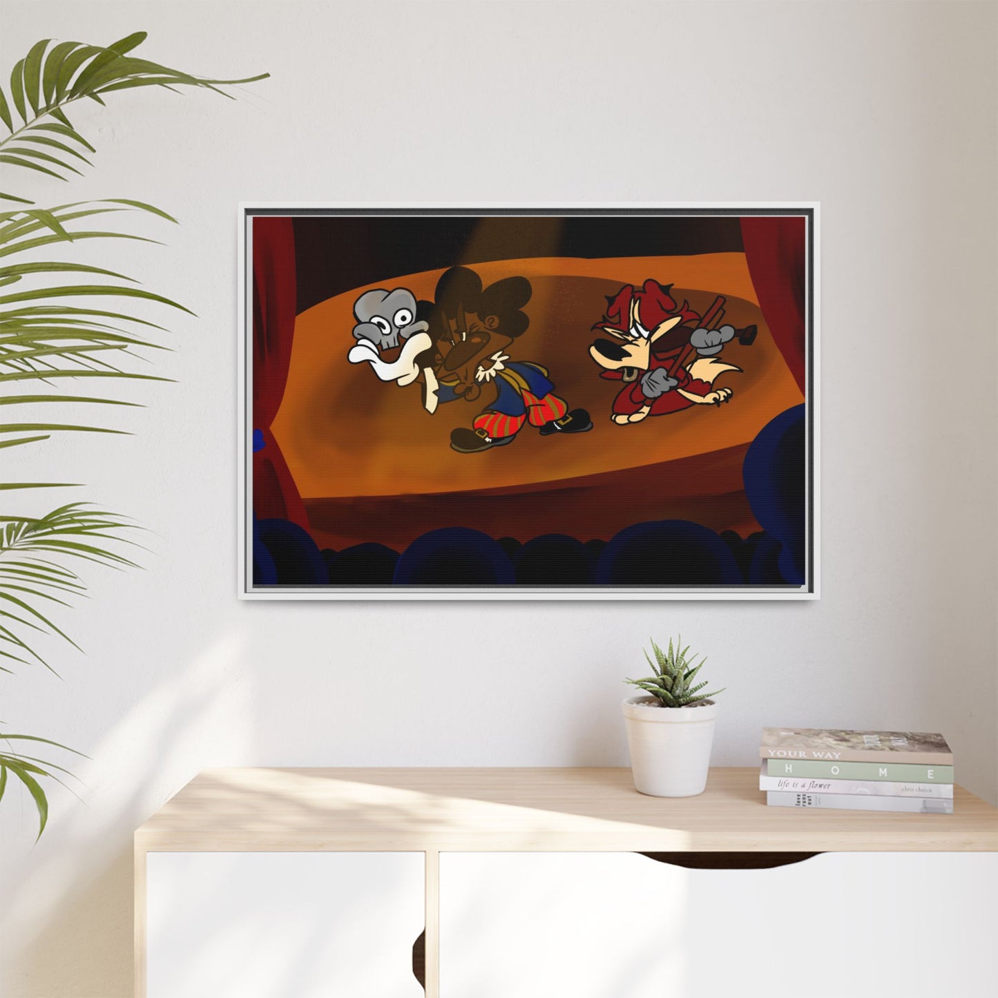 Spoken Art Matte Canvas Framed — Vintage Cartoon Stage Art Print