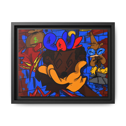 Head Space Hustle Framed Matte Canvas Print — Colorful Urban Graffiti Art