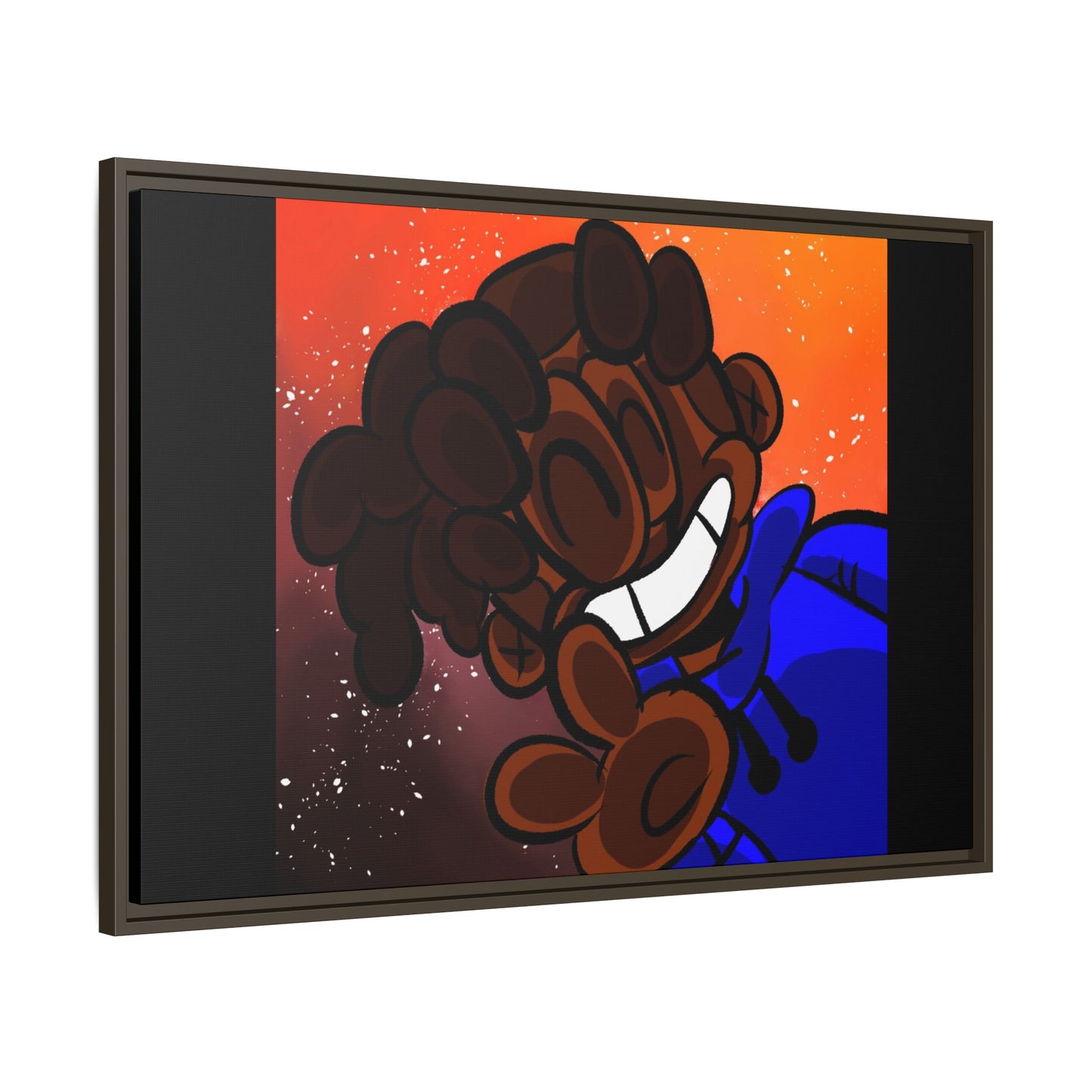 Peace of Me Framed Matte Canvas Art — Cartoon Smile Character on Orange-Red Background