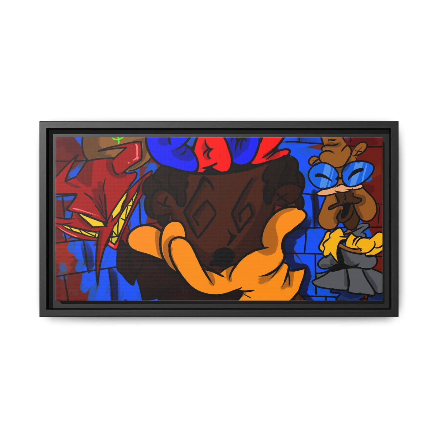 Head Space Hustle Framed Matte Canvas Print — Colorful Urban Graffiti Art