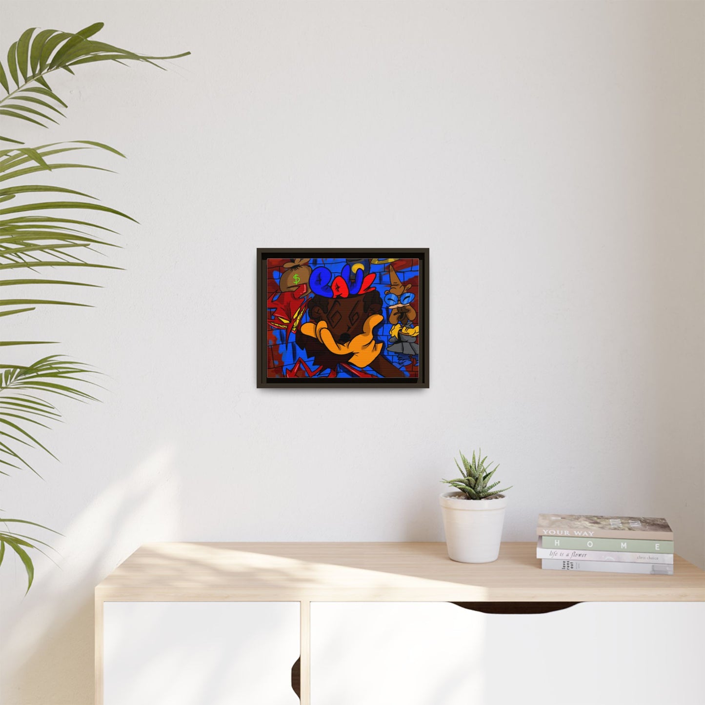 Head Space Hustle Framed Matte Canvas Print — Colorful Urban Graffiti Art