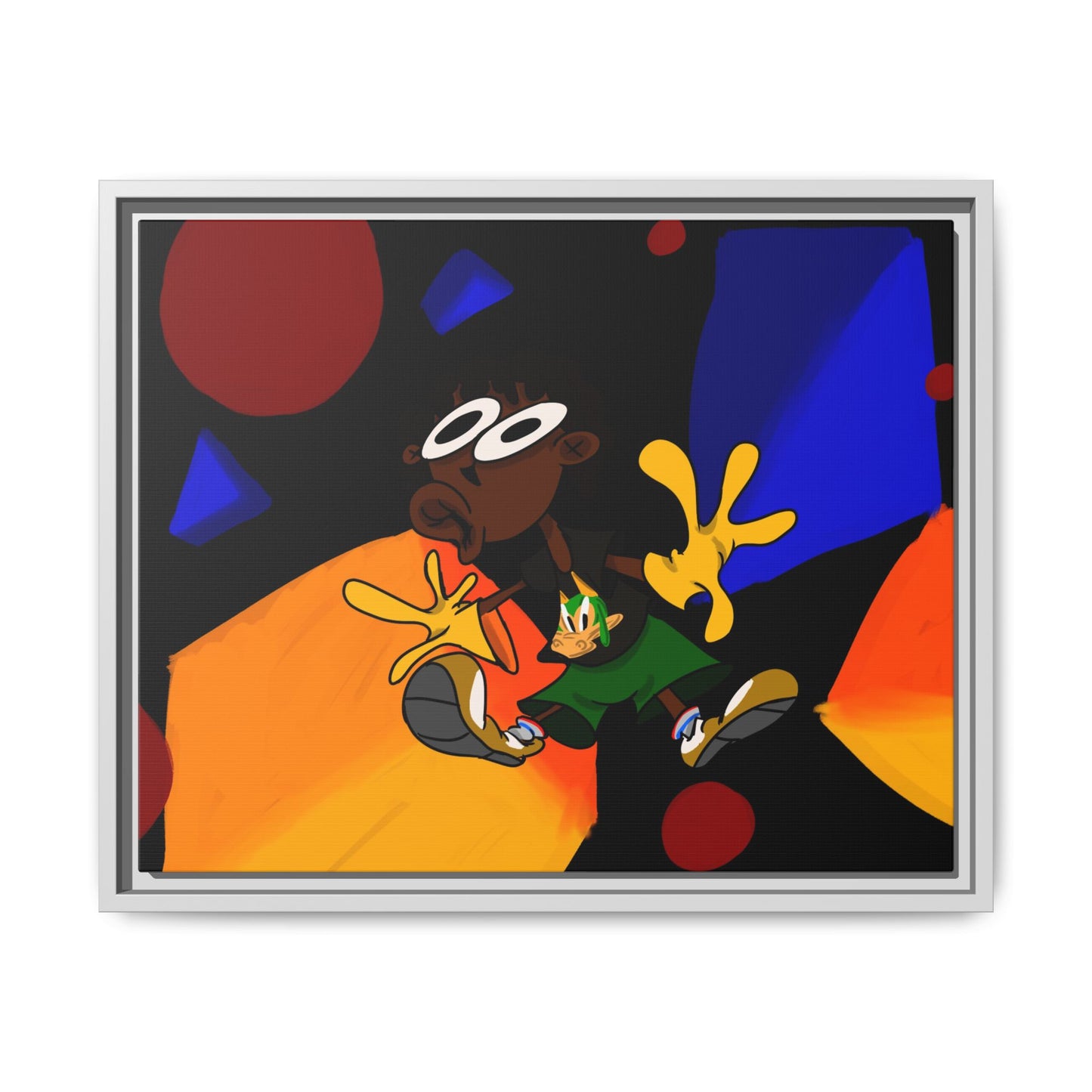 Gravity Colorful Cartoon Art Print — Framed Matte Canvas