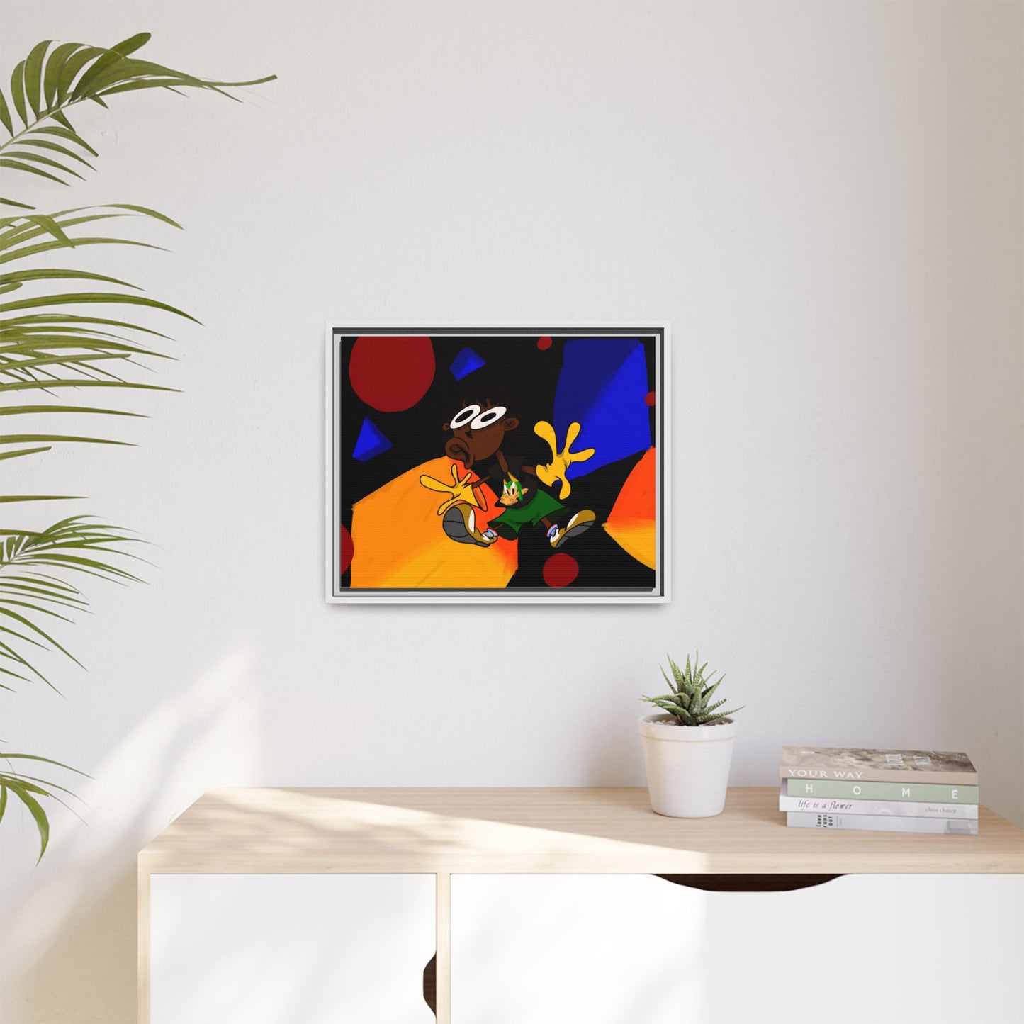 Gravity Colorful Cartoon Art Print — Framed Matte Canvas