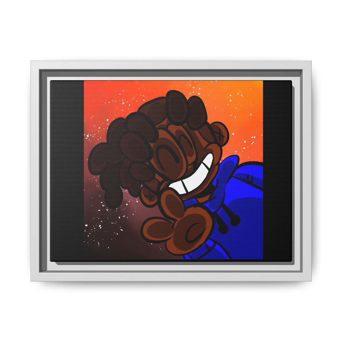 Peace of Me Framed Matte Canvas Art — Cartoon Smile Character on Orange-Red Background