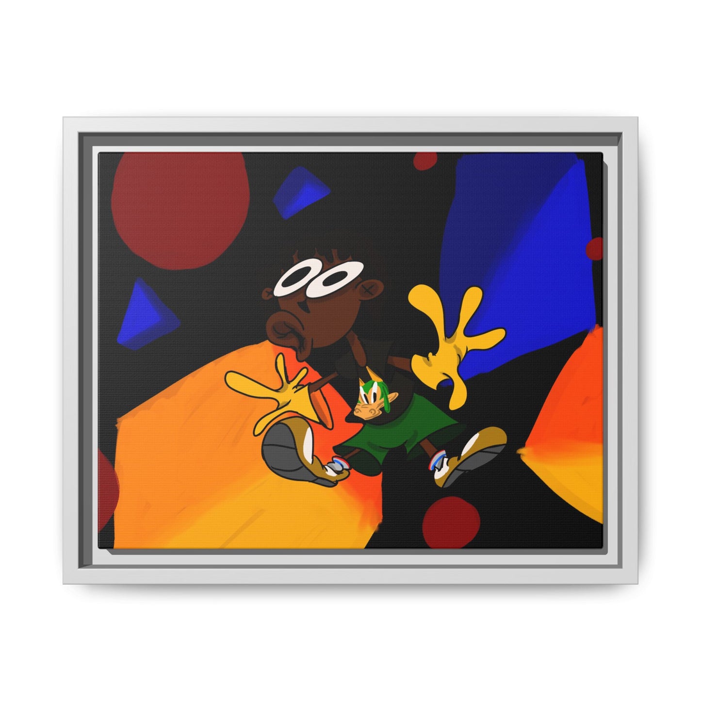 Gravity Colorful Cartoon Art Print — Framed Matte Canvas