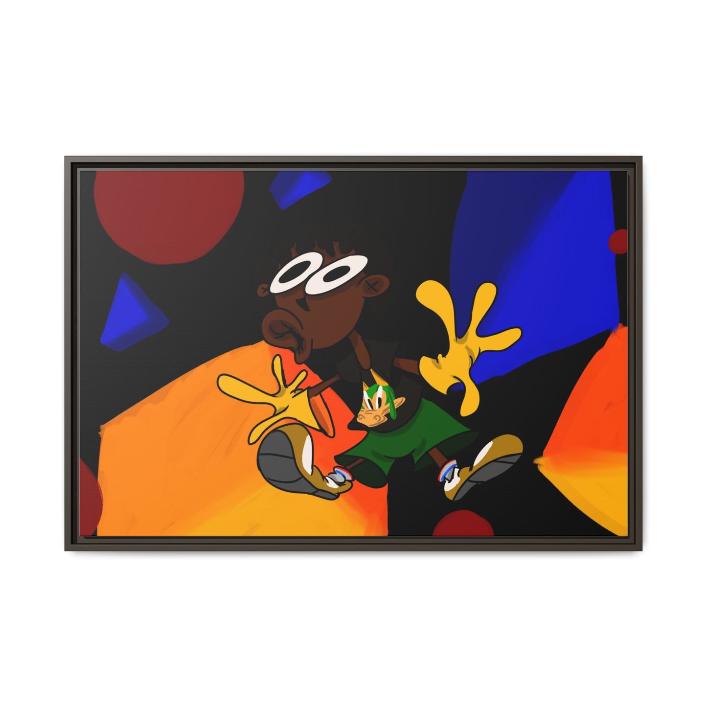 Gravity Colorful Cartoon Art Print — Framed Matte Canvas