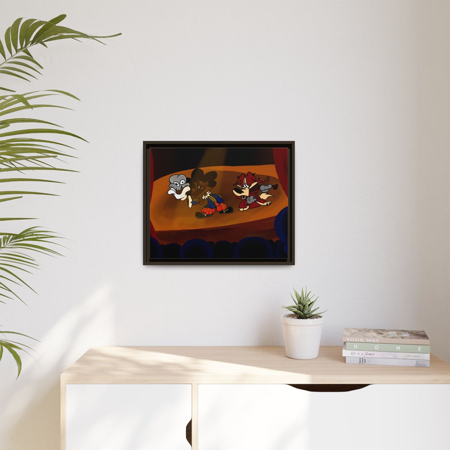 Spoken Art Matte Canvas Framed — Vintage Cartoon Stage Art Print