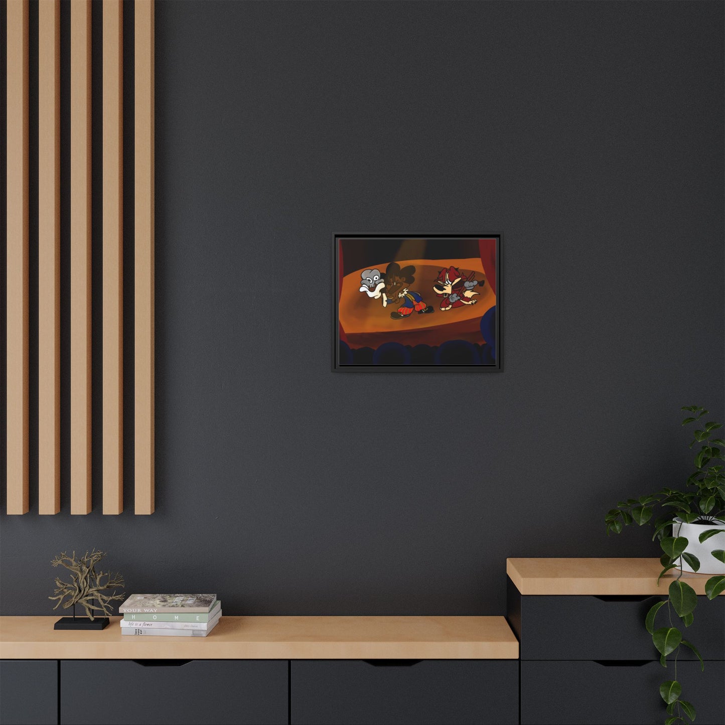 Spoken Art Matte Canvas Framed — Vintage Cartoon Stage Art Print