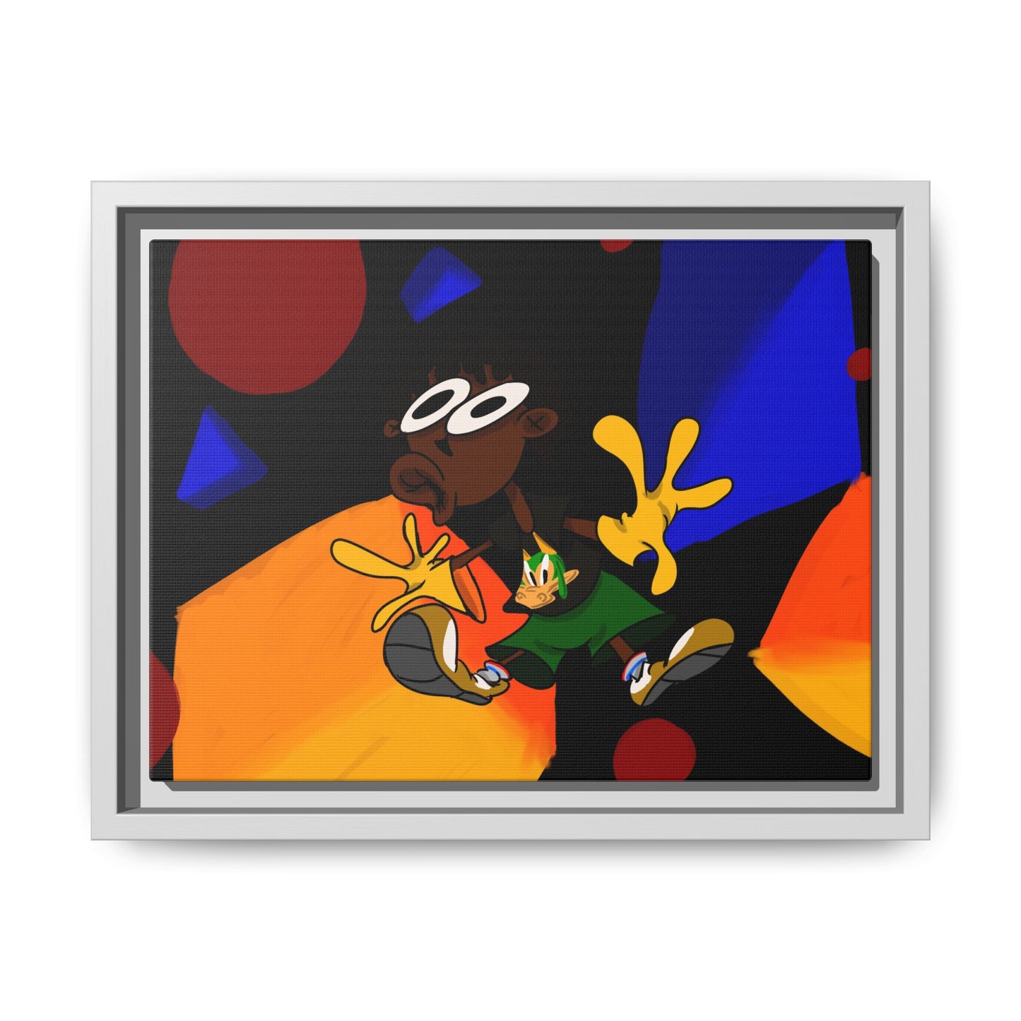 Gravity Colorful Cartoon Art Print — Framed Matte Canvas