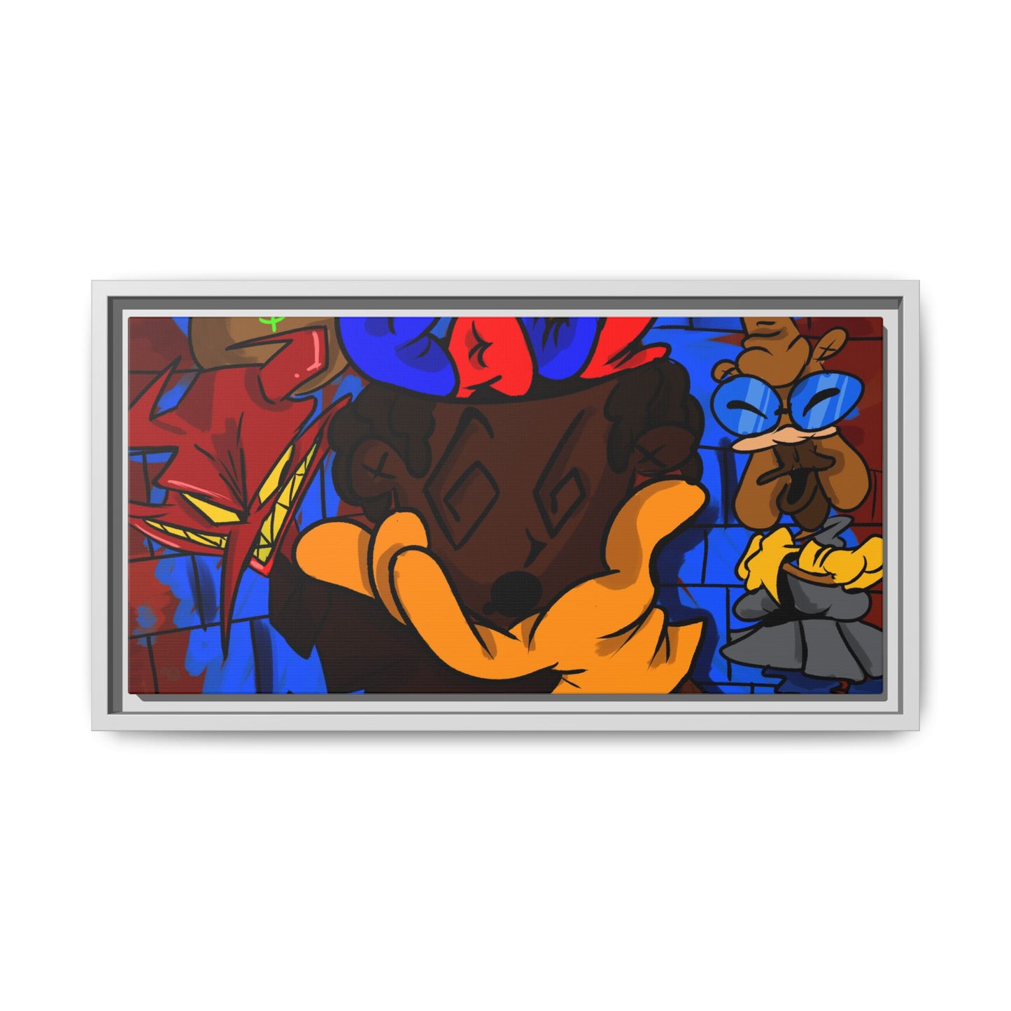 Head Space Hustle Framed Matte Canvas Print — Colorful Urban Graffiti Art