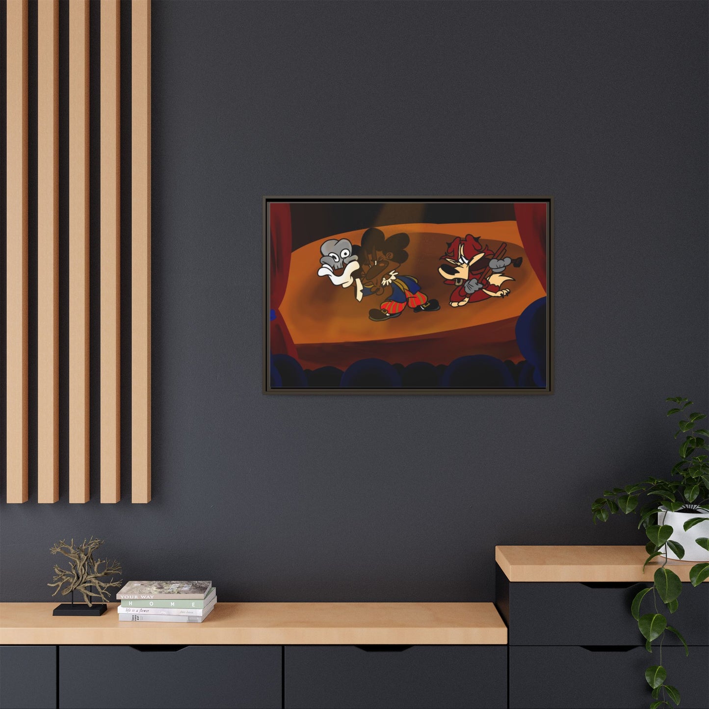 Spoken Art Matte Canvas Framed — Vintage Cartoon Stage Art Print